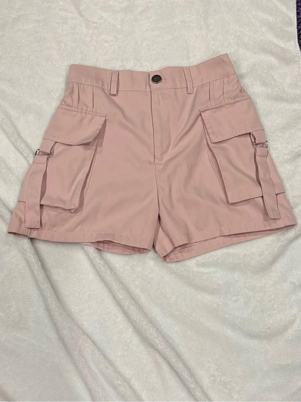 Girls Pink Cargo Shorts Size 9/10 Utility Y2K Style